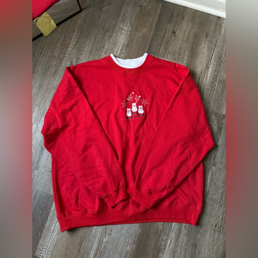 VTG M & C Sportswear Christmas Ugly Sweater Santa Embroidered Festive Red 2X